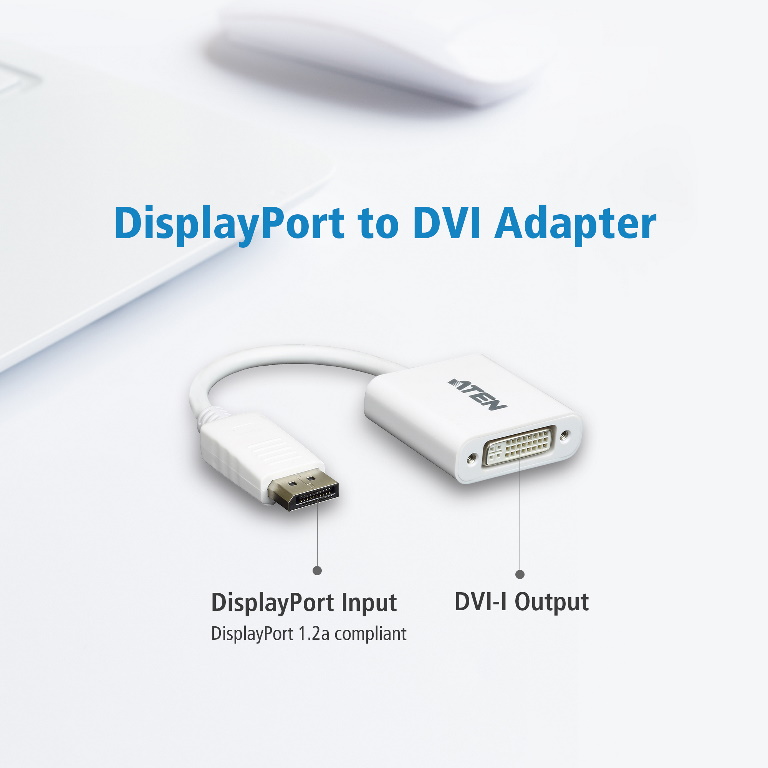 4719264643705 *PROMO* SOH only* Aten DisplayPort to DVI Adapter, Converts DisplayPort signals to DVI output, DisplayPort 1.2 a compliant, Supports VGA, SVGA, XGA,
