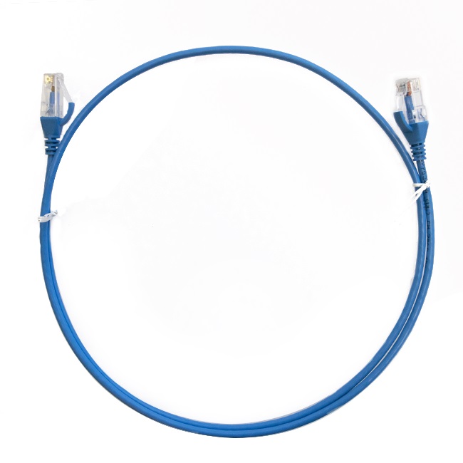 750258579925 8ware CAT6 Ultra Thin Slim Cable 0.5m / 50cm - Blue Color Premium RJ45 Ethernet Network LAN UTP Patch Cord 26AWG for Data