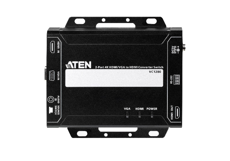 4719264648458 Aten Professional Converter Switch 2 Port 4K HDMI/VGA to HDMI Converter Switch, supports control via RS232 terminal or auto to new source