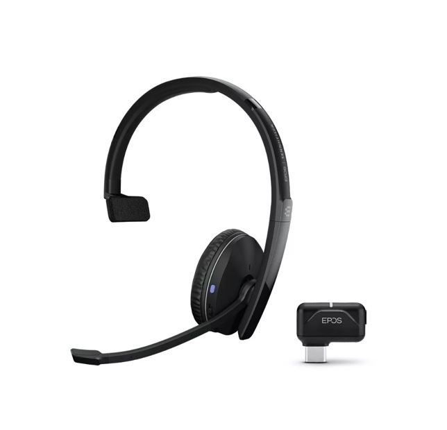 [5714708006978] EPOS Adapt 231 Mono Bluetooth Headset, Works with Mobile / PC, Microsoft Teams and UC Certified, upto 27 Hour Talk Time, Folds Flat, 2Yr -Inc USB Apat