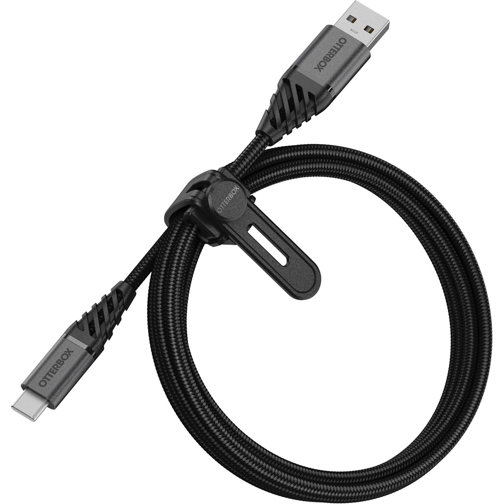 840104218327 OtterBox USB-C to USB-A (2.0) Premium Cable (1M) - Black (78-52664), 3 AMPS (60W), 10K Bend,Samsung Galaxy,Apple iPhone,iPad,MacBook, 2 Years Warranty