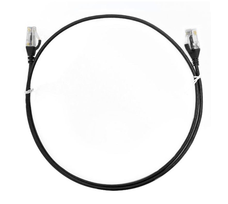 744109262944 8ware CAT6 Ultra Thin Slim Cable 20m - Black Color Premium RJ45 Ethernet Network LAN UTP Patch Cord 26AWG for Data