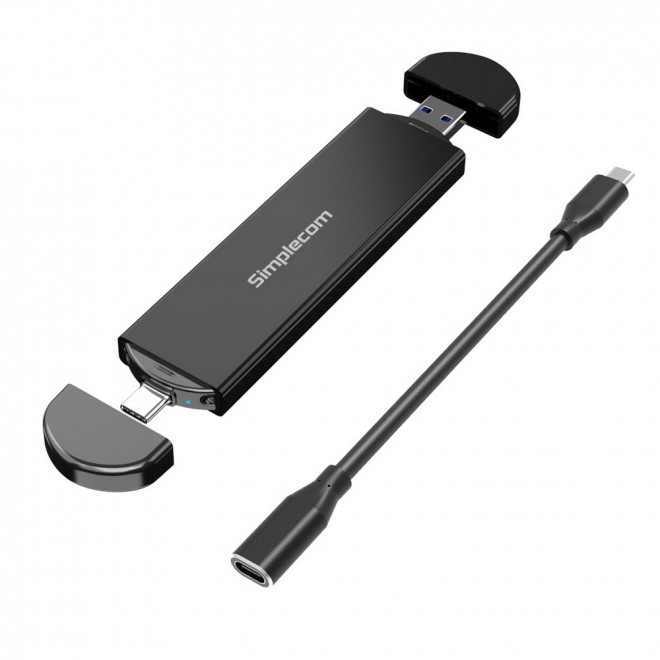 9350414002253 Simplecom SE522 NVMe / SATA M.2 SSD to USB 3.2 Gen 2 Dual USB Connector Enclosure