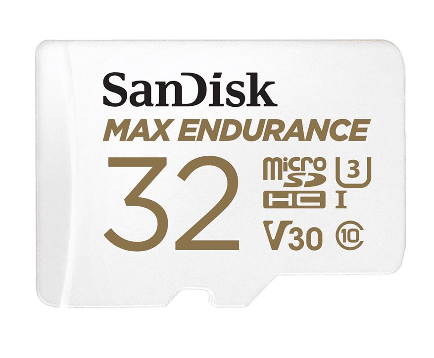 [619659178482] SanDisk Max Endurance 32GB microSD 100MB/s 40MB/s 20K hrs 4K UHD C10 U3 V30 -40°C to 85°C Heat Freeze Shock Temperature Water X-ray Proof SD Adapter