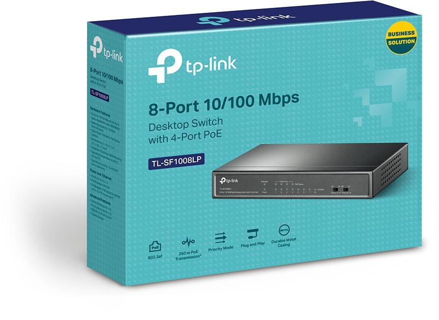 6935364052768 TP-Link TL-SF1008LP 8-Port 10/100Mbps Desktop Switch with 4-Port PoE, Up To 41W For all PoE Ports