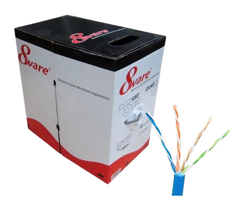 7502585799018 8ware CAT6 Ultra Thin Slim Cable Roll on Box 305m - Blue Color Premium RJ45 Ethernet Network LAN UTP Patch Cord 26AWG Pure Copper