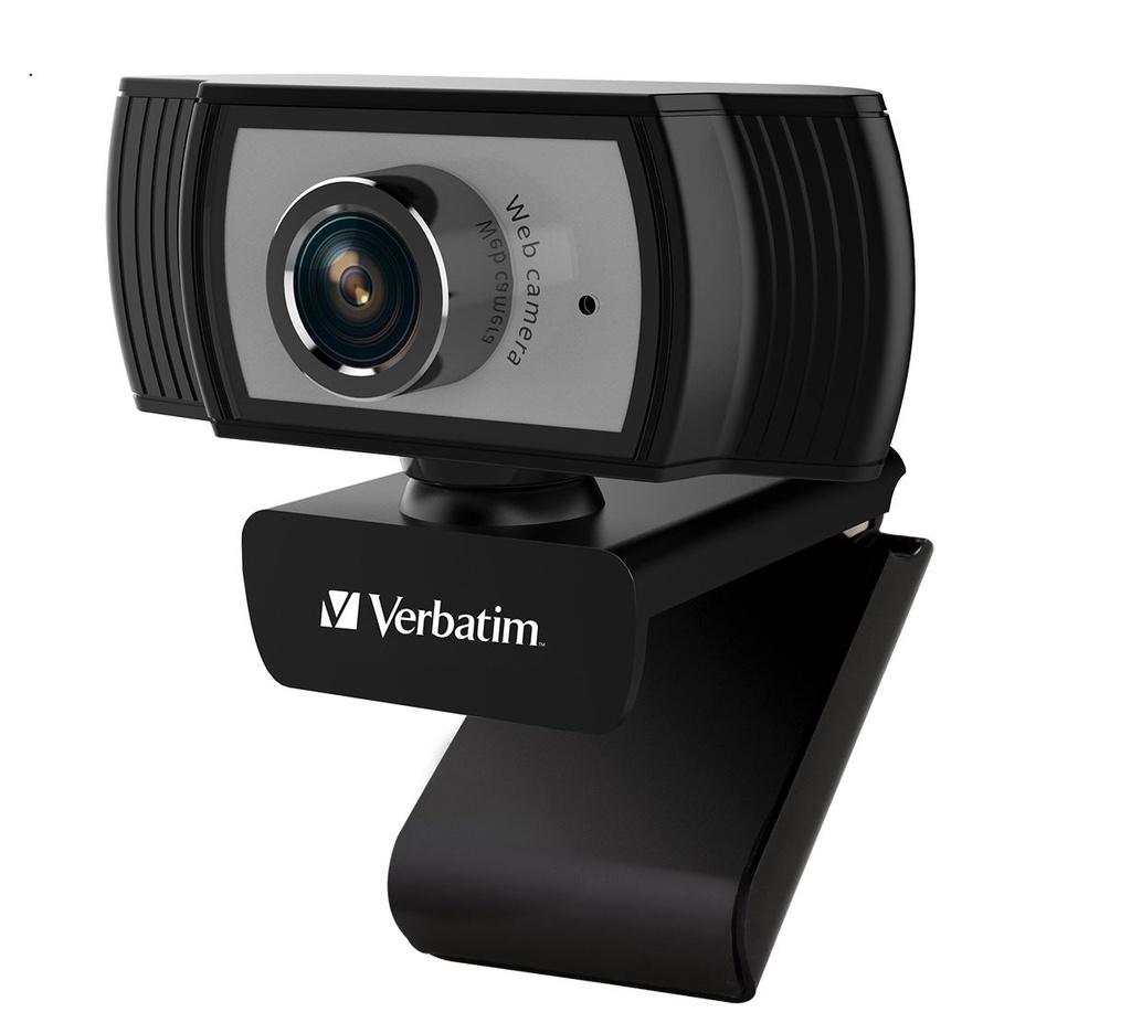 4895117966143 Verbatim 1080p Full HD Webcam - Black/Silver FHD 1920x1080, 2.0 Mega Pixels, Compatible with Windows XP,7 8, 10, Android V5, MacOS 10.6 or Above