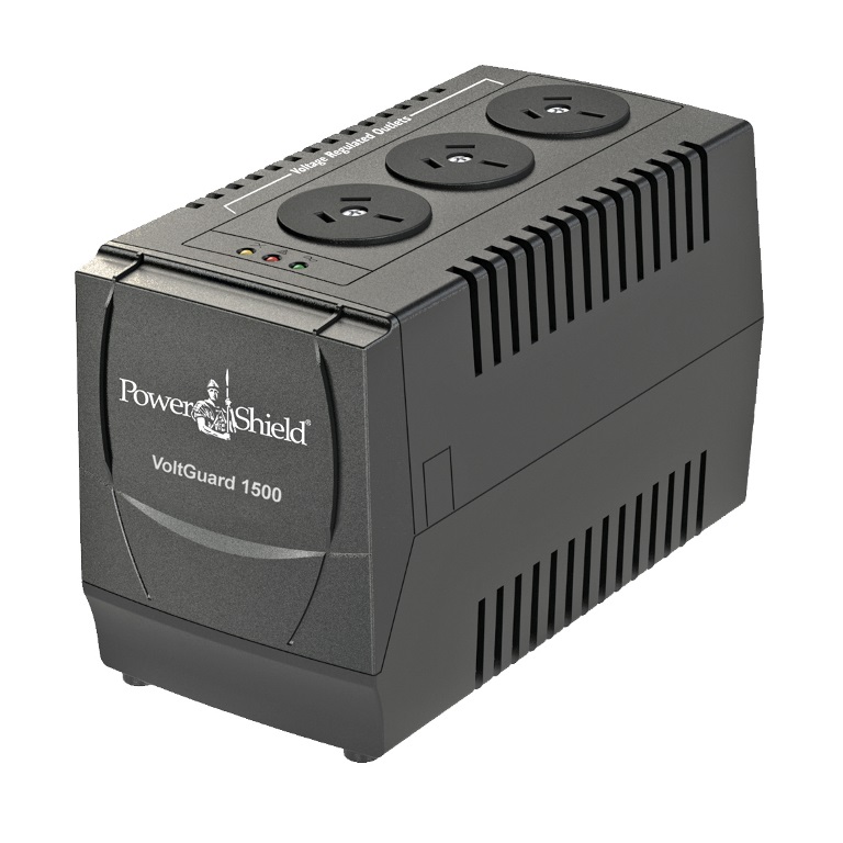 9346909000088 PowerShield VoltGuard 1500VA/750W Voltage Regulator, protects sensitive equipment from voltage fluctuations, 2-year warranty