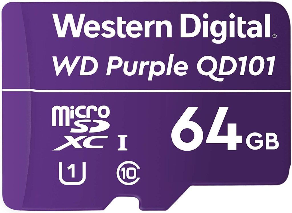 [718037874975] Western Digital WD Purple 64GB MicroSDXC Card 24/7 -25°C to 85°C Weather  Humidity Resistant for Surveillance IP Cameras mDVRs NVR Dash Cams Drones
