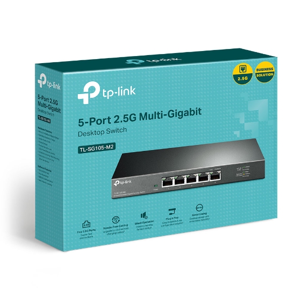 6935364052881 TP-Link TL-SG105-M2 5-Port 2.5G Desktop Switch, Up To 25G Switching Capacity, Connects 2.5G NAS/Server, 2.5G WiFi 6 AP, 4K Video, Wall-Mountable, 5YW