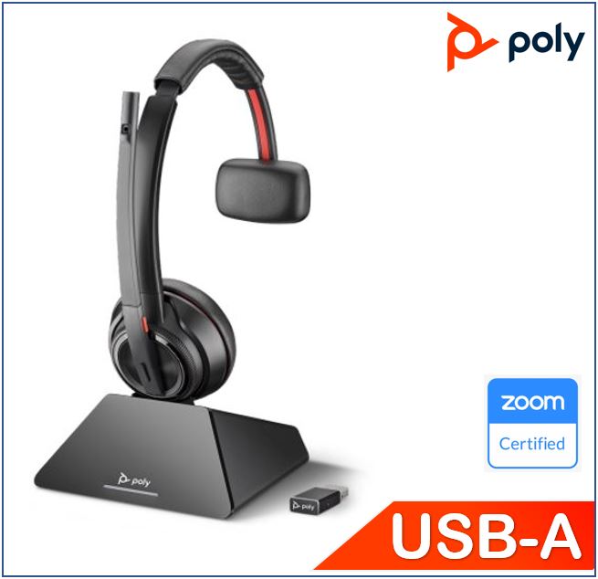 [5033588052661] Plantronics/Poly Savi 8210 UC Headset, USB-A, Mono, DECT Wireless, great for softphones, crystal clear audio, up to 13 hours talk