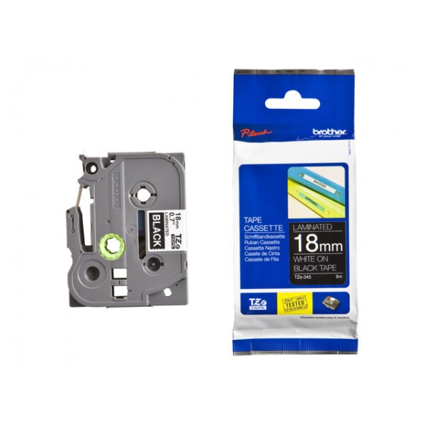 COB-TZE-345 Brother 18mm White on Black TZE Tape