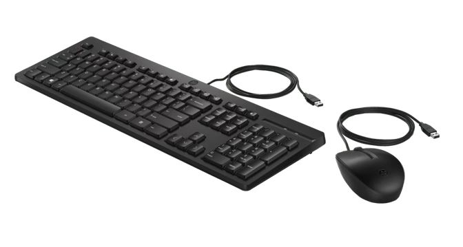 195161119217 HP 225 USB Wired Keyboard Mouse Combo for Business - Full-Sized USB 3.0 Type-A Comfortable Reliable Ergonomic Plug  Play Over 50% Recycled Material