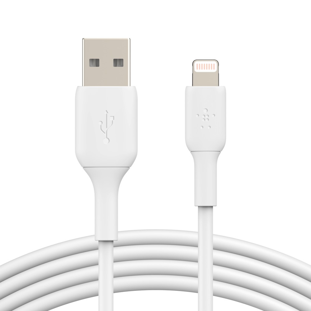 745883788675 Belkin BoostCharge Lightning to USB-A Cable (2m/6.6ft) - White (CAA001bt2MWH), 480Mbps, 8K+ bend, Apple iPhone / iPad / Macbook,2YR