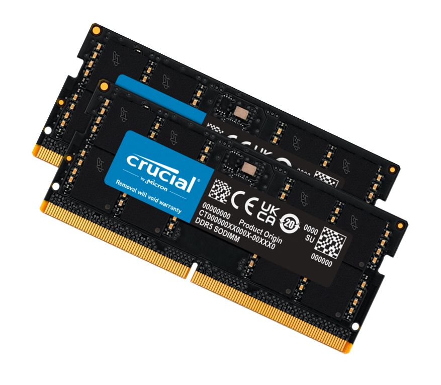 649528906557 Crucial 32GB (2x16GB) DDR5 SODIMM 4800MHz C40 1.1V Notebook Laptop Memory