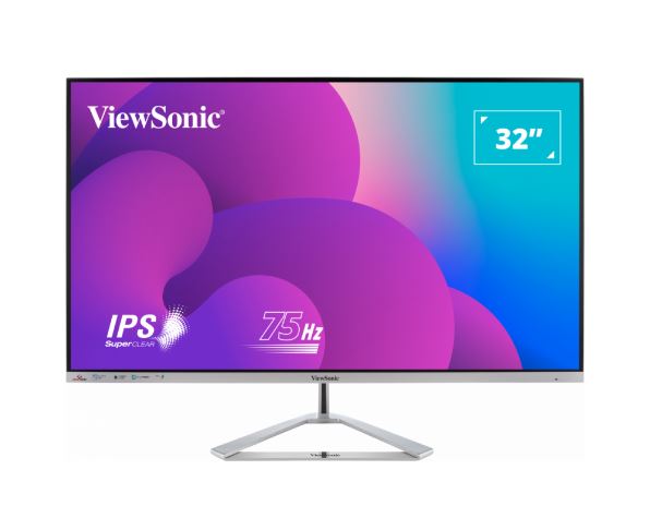 766907011104 ViewSonic 32” Office Professional Stylish Elegant  Ultra Thin bezel, SuperClear IPS  4ms, FHD, HDMI, DP, VGA, Speakers, Low Energy 26w, V100, Monitor