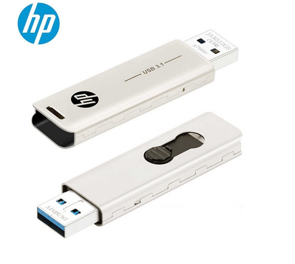 4712847098114 HP X796W 256GB USB 3.1 Type-A 70MB/s Flash Drive Memory Stick Thump Key 0°C to 60°C 5V Capless Push-Pull Design External Storage for Windows 10 1