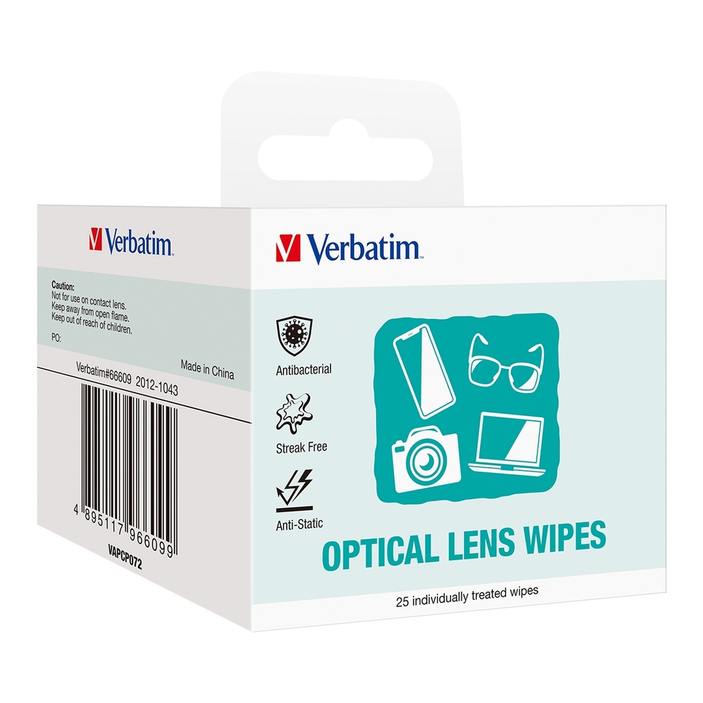4895117966099 Verbatim Screens, Monitor, Glasses, Window Cleaning Wipes - 25pcs