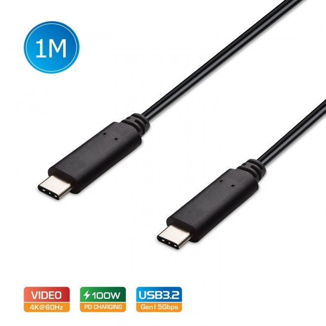 9350414002635 Simplecom CA512 USB-C to USB-C Cable USB 3.2 Gen2 10Gbps 5A 100W PD 4K@60Hz 1M