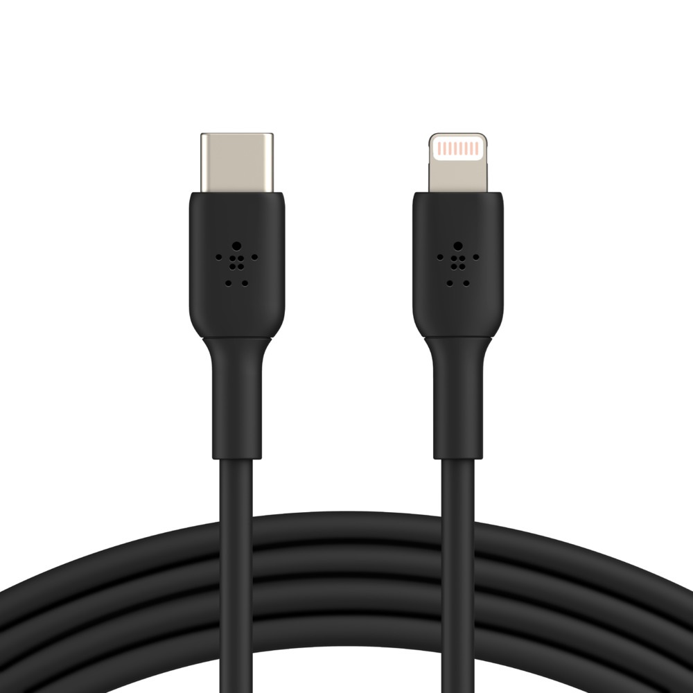 745883788781 Belkin BoostCharge Lightning to USB-C Cable (1m/3.3ft) - Black (CAA003bt1MBK), 18W Fast Charge, 8,000+ bends tested, 480Mbps, USB-C PD, PVC Cable