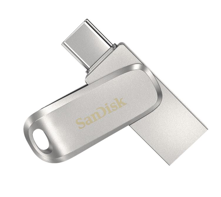 619659179021 SanDisk Ultra Dual Drive Luxe USB Type-C™ Flash Drive - 64GB (Silver) 400MB/s USB3.1 Type-C Swivel for Android Smartphones Tablets Macs PCs