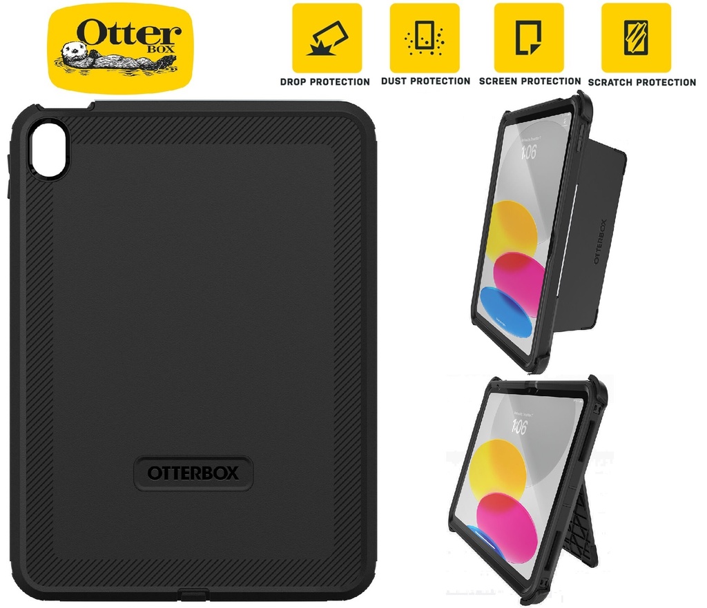840262399678 OtterBox Defender Apple iPad (10.9") (10th Gen) Case Black - (77-89953), DROP+ 2X Military Standard, Built-in Screen Protection, 7 Years Warranty
