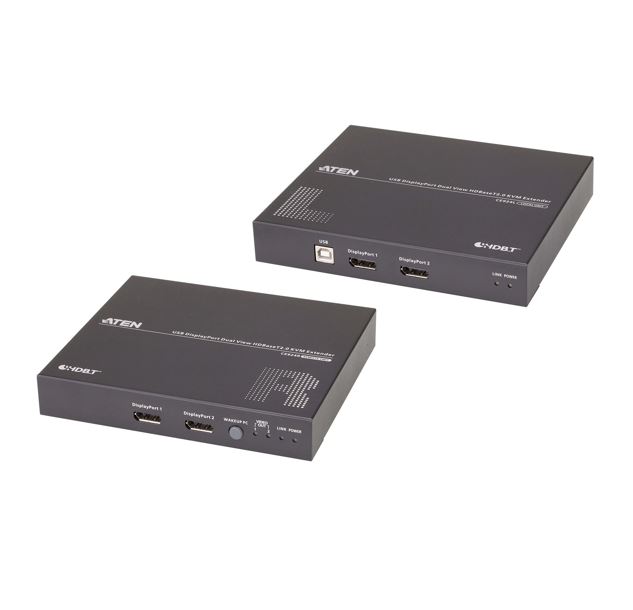 4710469340611 Aten CE924 USB DisplayPort Dual View HDBaseT™ 2.0 KVM Extender (4K@100m- Single View), EDID Buffer, HDCP Compatible, Built-in 8KV/15KV ESD protection