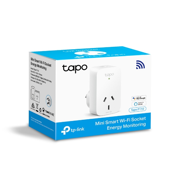 4897098681978 TP-Link Tapo P110 Mini Smart Wi-Fi Socket, Energy Monitoring, Tapo App, Remote Control, Schedule  Timer, Voice Control, Away Mode, Easy Setup
