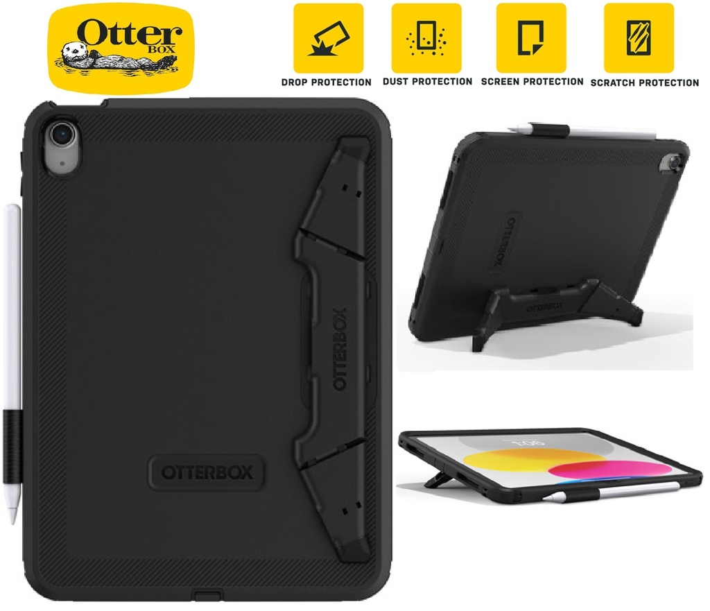 840304741458 OtterBox Defender Apple iPad (10.9") (10th Gen) Case with Kickstand and Screen Protection Black ProPack - (77-93756),Pencil Holder,7 Years Warranty