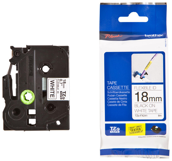 4977766683661 Brother 18mm Black on White FlexibleTZE Tape