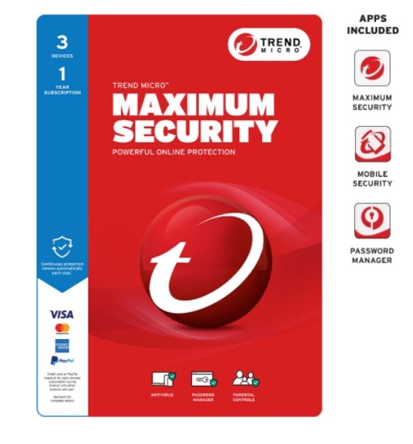 4711370730119 Trend Micro Maximum Security (3 Device) 1Yr Retail Mini Box Auto Renew