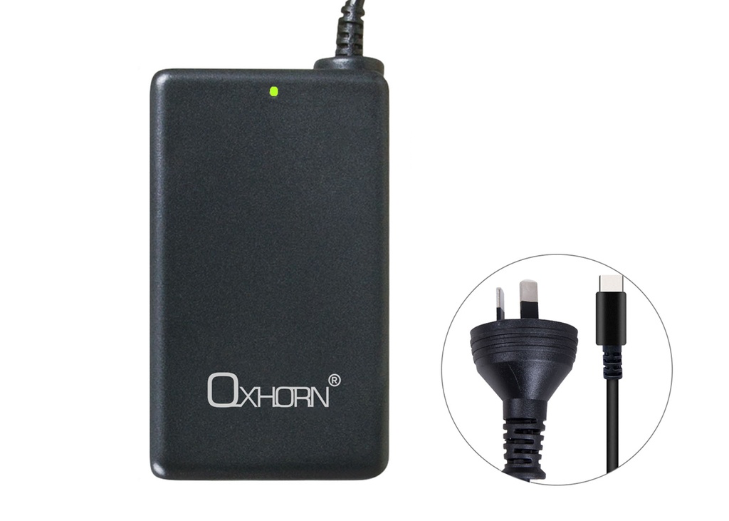 9360330000677 Oxhorn 65W AC Power Adapter USB-C Charger Power Delivery for Lenovo HP Dell Asus USB-C Laptop Tablet Mobile Built-in Power Supply Protection 2M Cable
