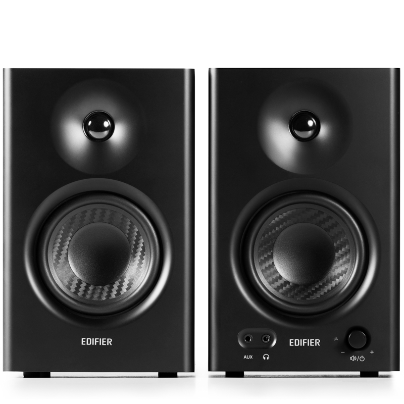 6923520269112 Edifier MR4 Studio Monitor - Smooth Frequency, 1" Silk Dome Tweeter, 4"  Diaphragm Woofer, Wooden, RCA TRS, AUX, Ideal for Content Creators -Black