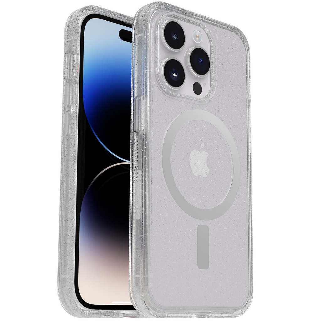 840262388993 OtterBox Symmetry+ Clear MagSafe Apple iPhone 14 Pro Max Case Stardust (Clear Glitter) -(77-89285),Antimicrobial,DROP+ 3X Military Standard,7 Yrs