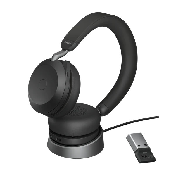 [5706991024401] Jabra Evolve2 75 UC Bluetooth Headset, Includes Charging Stand  Link380a Dongle, 8-Mic Technology, 36 Hours Battery  Fast Charge, Dual-Foam Tech