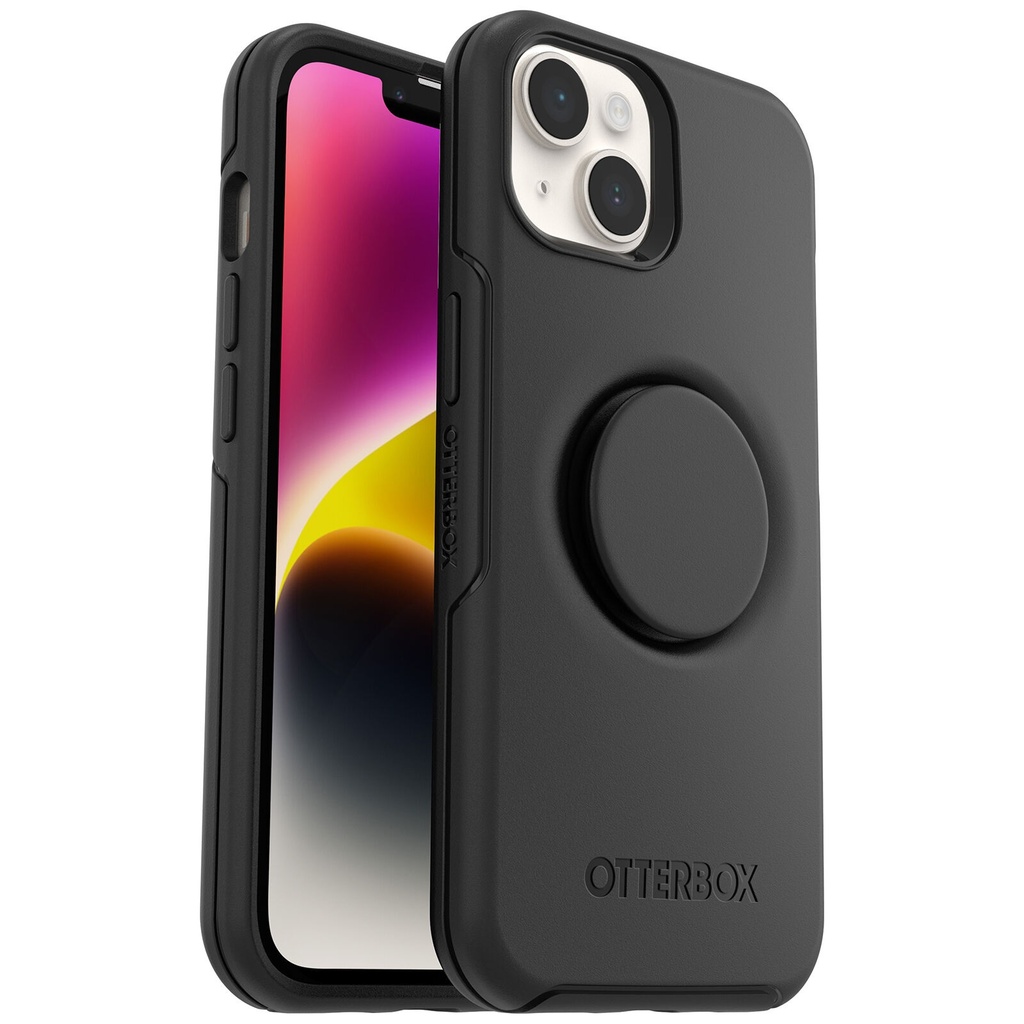 840262383578 OtterBox Otter + Pop Symmetry Apple iPhone 14 Plus Case Black - (77-88743), DROP+ 3X Military Standard, Swappable PopGrip, 7 Years Warranty
