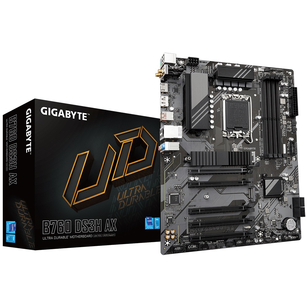[4719331852757] Gigabyte B760 DS3H AX Intel LGA 1700 ATX Motherboard, 4x DDR5 ~128GB, 5x PCI-E x16, 2x M.2, 4x SATA,  1x USB 3.2, 1x USB-C, 4x USB 2.0