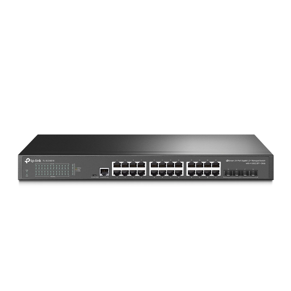 6935364010522 TP-Link SG3428X JetStream 24-Port Gigabit L2+ Managed Switch with 4 10GE SFP+ Slots IGMP Snooping Omada Rack Mountable Fanless