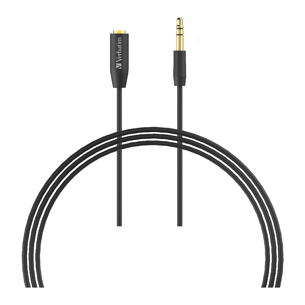 4895117965740 Verbatim 3.5mm 3 Meters - Premium Aux Audio Extension Cable 3m - Black