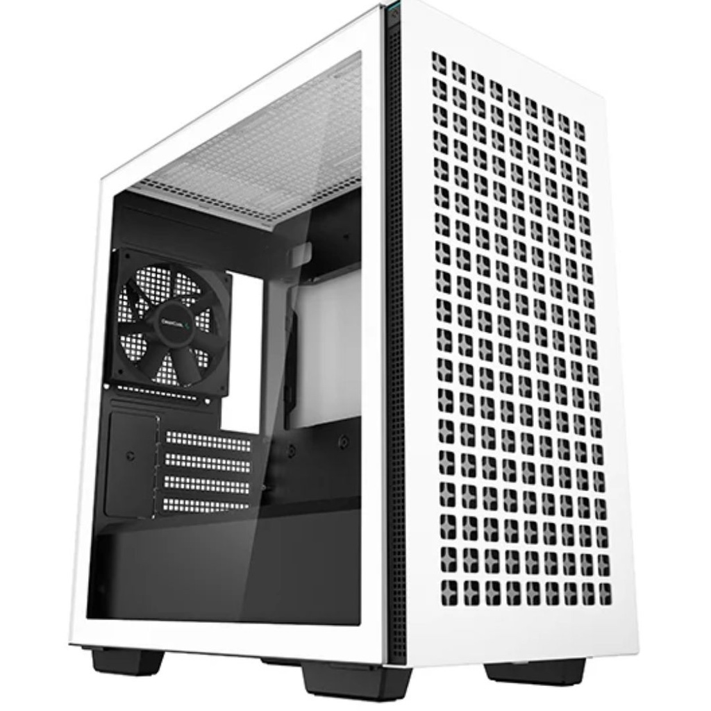 6933412715078 DeepCool CH370 WH M-ATX Tempered Glass Case, 120mm Rear Fan Pre-Installed, Headphone Stand, up to 360mm Radiators, 2 Switching front panels