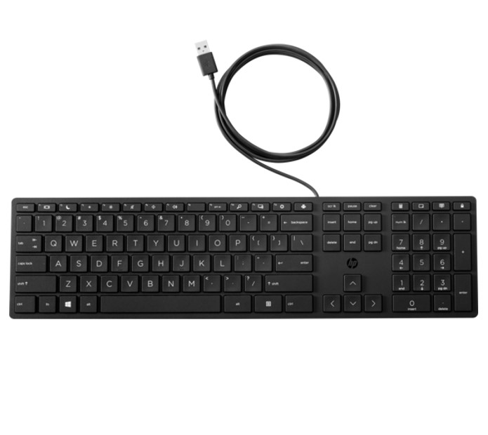 194721888525 HP Wired 320K Full-Sized Keyboard - Compatible with Windows 10, Desktop PC, Laptop, Notebook USB Plug and Play Connectivity, Easy Cleaning 1YR WTY