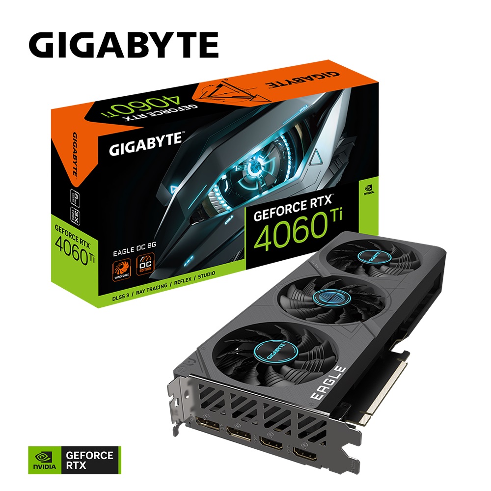 4719331313418 Gigabyte nVidia GeForce RTX 4060 Ti EAGLE OC-8GD GDDR6 Video Card, PCI-E 4.0, 2550MHz Core Clock, 2x DP 1.4a, 2x HDMI 2.1a