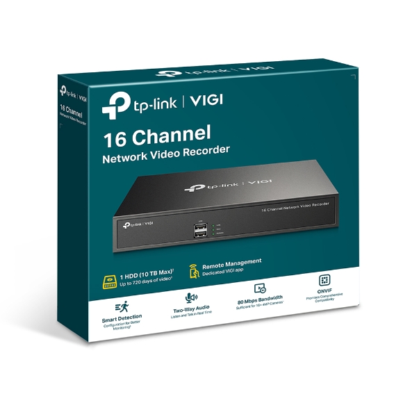 4897098683293 TP-Link VIGI NVR1016H 16 Channel Network Video Recorder, 24/7 Continuous Recording, Up To 10TB, 16 Channel Live View, UpTo 8MP (HDD Not Included)