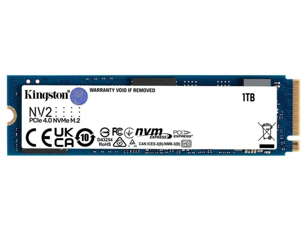 [740617329919] Kingston Nv2 1TB M.2 NVMe PCIe 4.0 SSD - 3500/2100MB/s 320TBW 1.5 Million Hrs M.2 2280 3Y WTY
