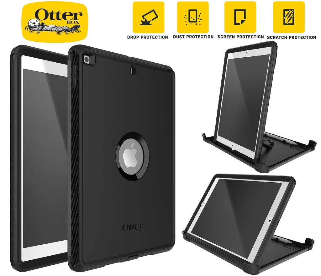 OtterBox Defender Apple iPad (10.2") (9th/8th/7th Gen) Case Black - ProPack - (77-62035), DROP+ 2X Military Standard, 7 Years Warranty