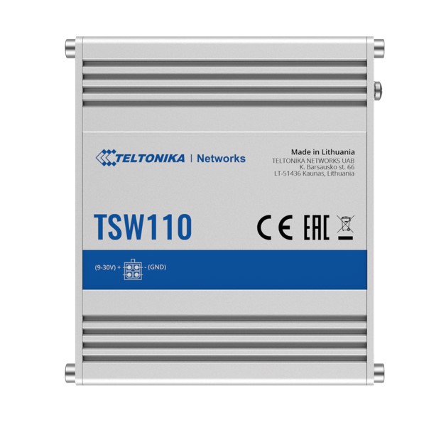 4779027312958 Teltonika TSW110 L2 Unmanaged Ethernet Switch, 5 x Gigabit Ethernet with speeds up to 1000 Mbps, PSU included