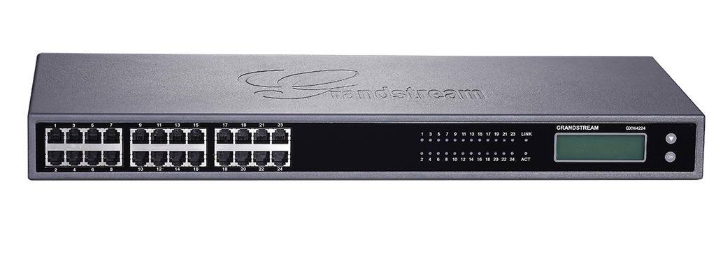 6947273704386 Grandstream GXW4224V2 24 FXS, 1 GigE, GDMS Compatible, Supports simultaneous 3-way voice conferencing per port, TLS and SRTP security with AES