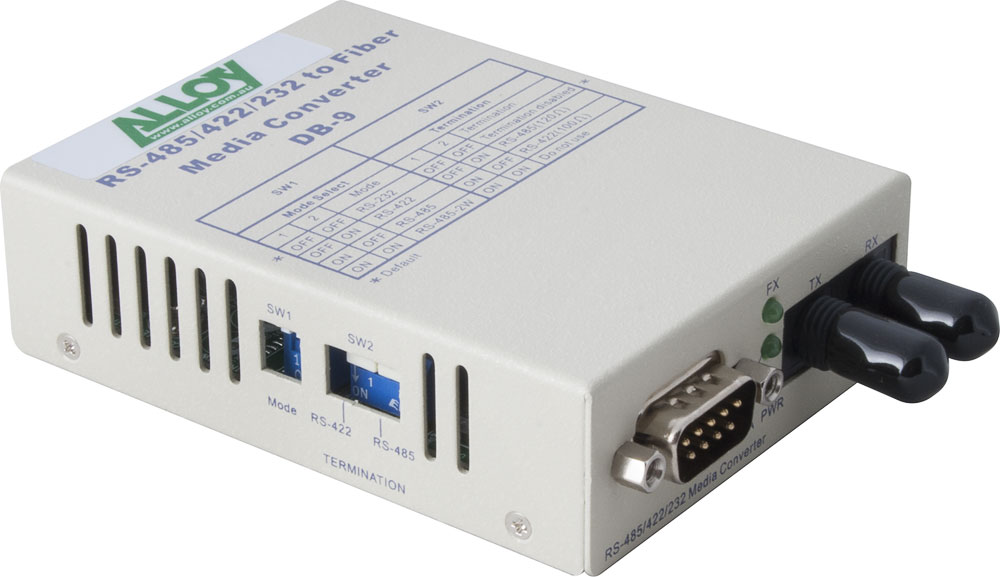 NHA-SCR460ST-1 Alloy SCR460ST-1  RS-232/422/485 Serial DB-9 to Multimode Fibre Converter. Max. range 2Km