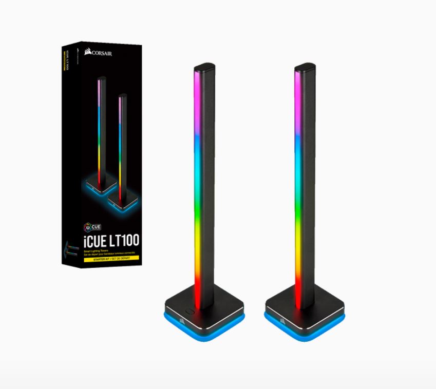 [840006620808] Corsair iCUE LT100 Smart Lighting Towers Starter Kit, ICUE Software, Long Last LED. Pre-set Effects.Enhanced entertainment and visual experience