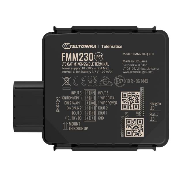 NHT-FMM230 Teltonika FMM230 - Water-Resistant 4G LTE Cat M1 Tracker with Flexible Inputs Configuration, IP67, CAT M1